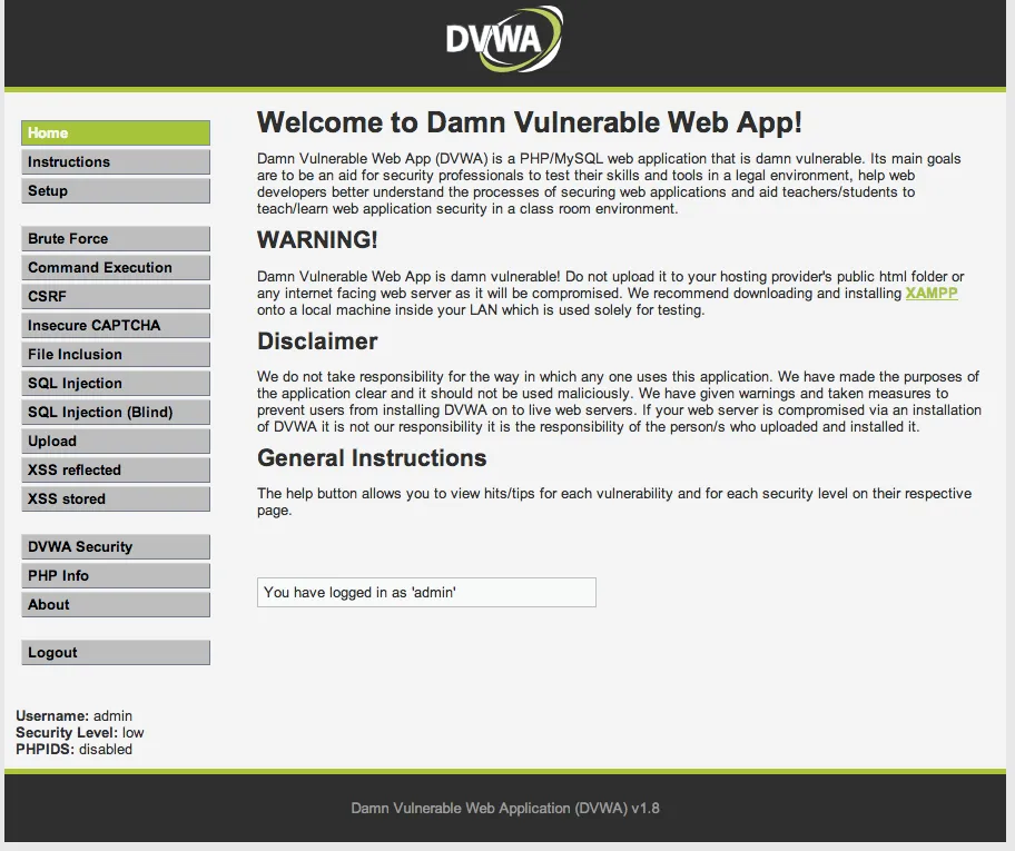 Damn Vulnerable Web Application