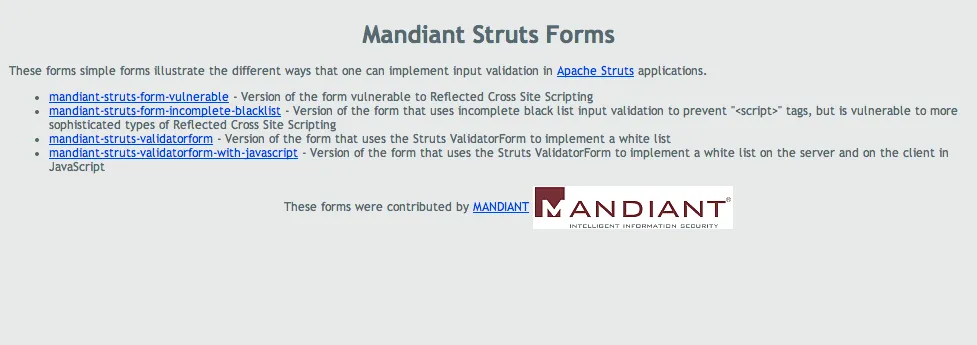 Mandiant Struts Forms